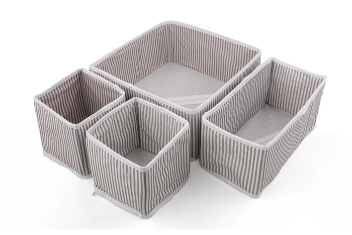 Hermia D2 Set Organizador Gris y Blanco de Tejido, 4 Piezas para el Hogar, Duradero y Elegante